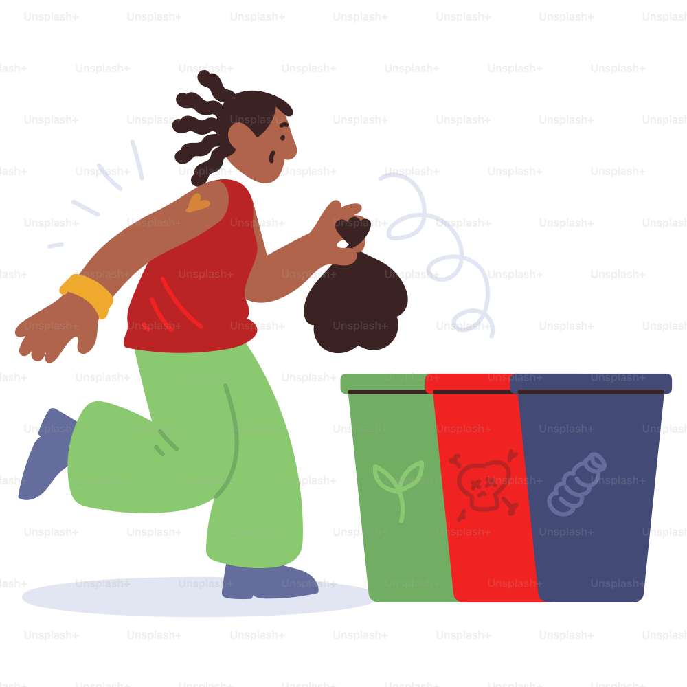 A person throws trash in a recycling bin.