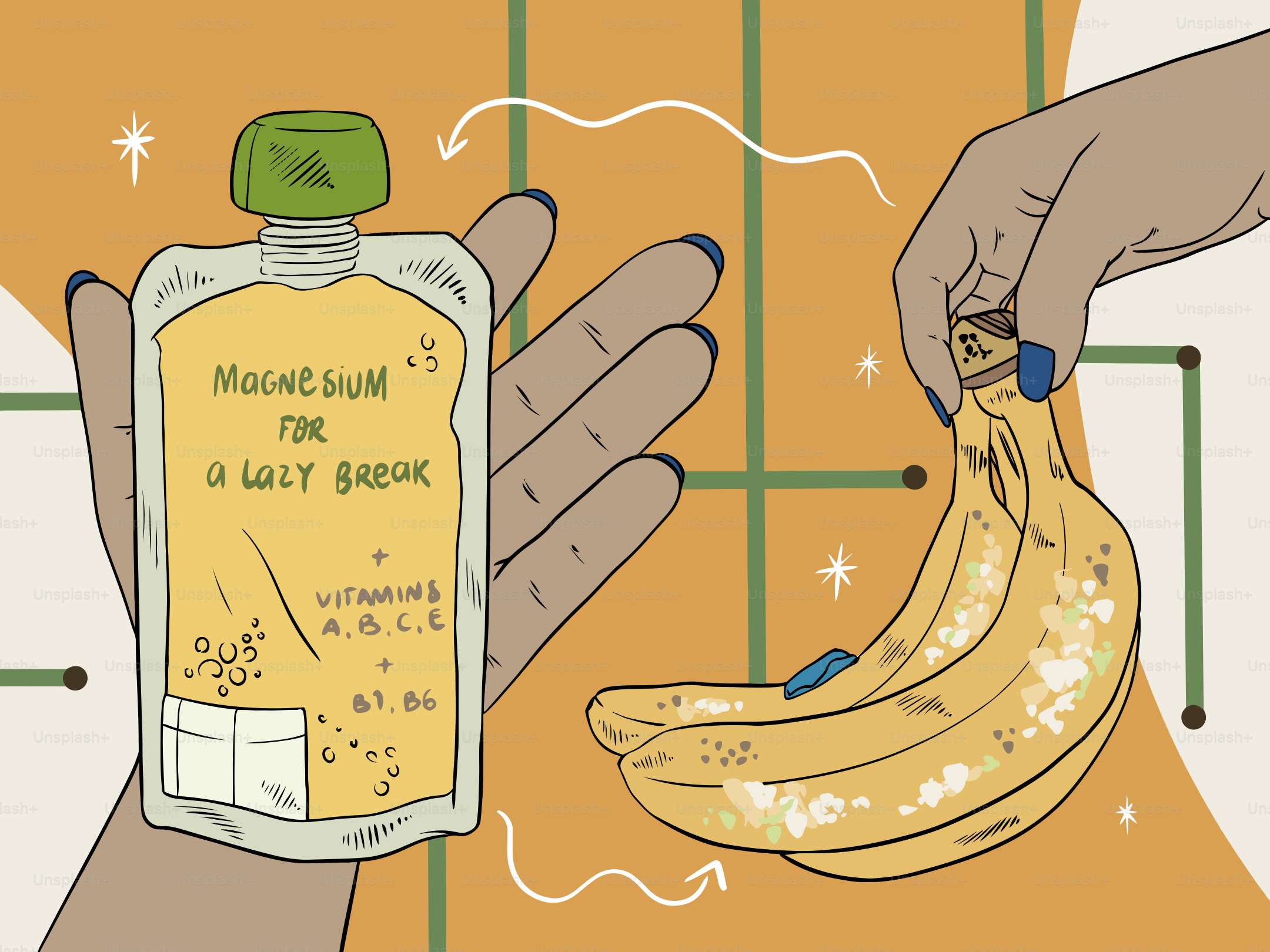 Suplemento de magnesio y plátanos para un descanso perezoso.