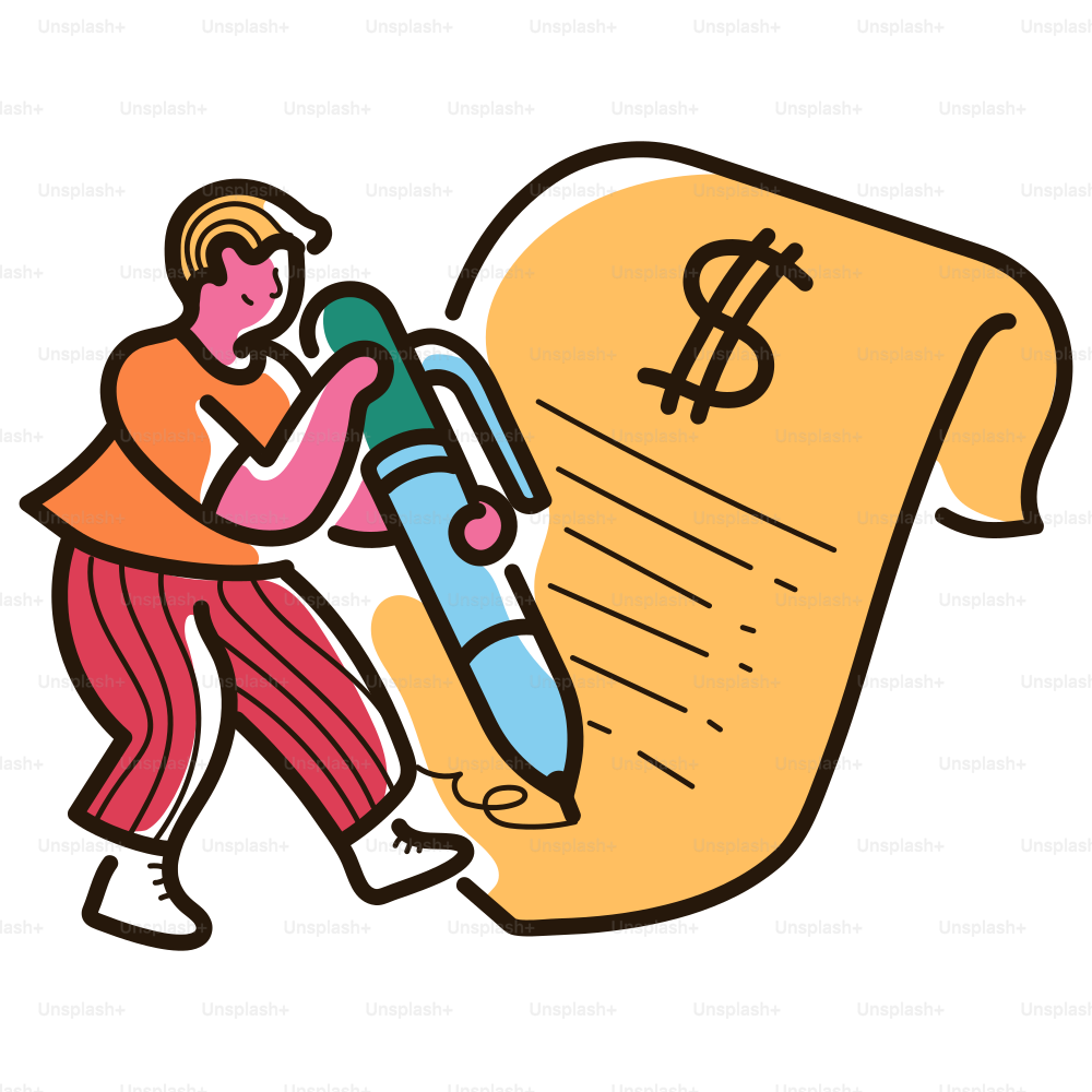 Person is writing on a large bill.