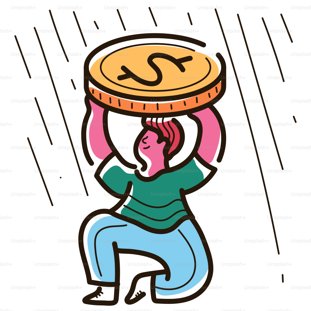 Man protects himself from money raining down.