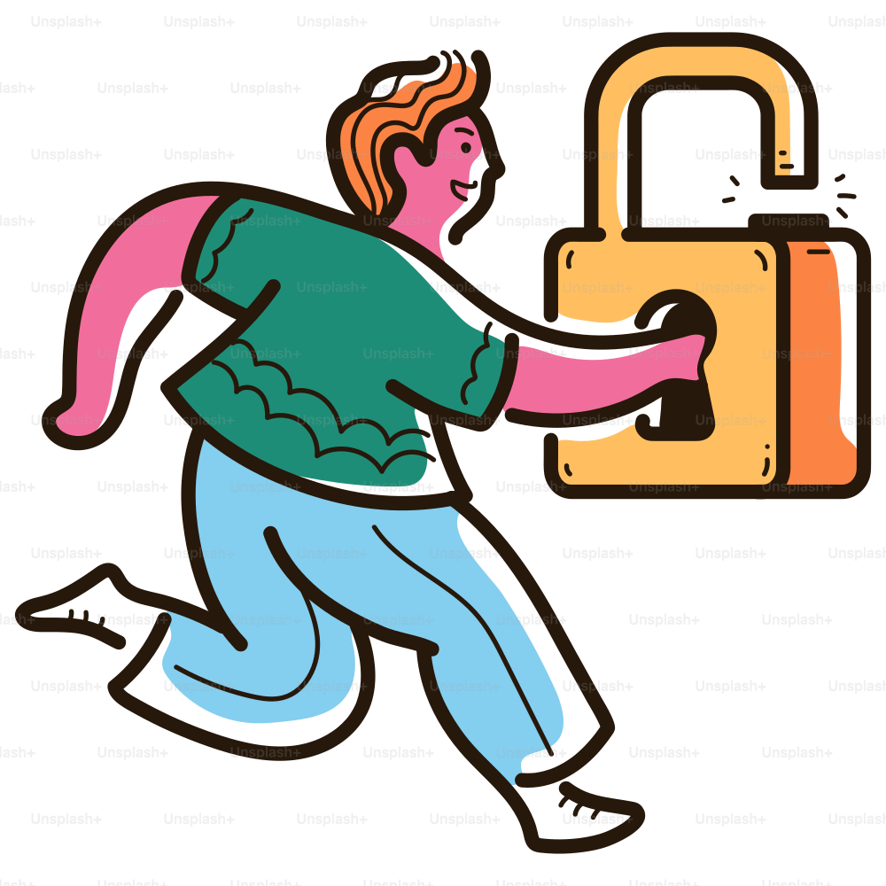 A man is unlocking a padlock and running.