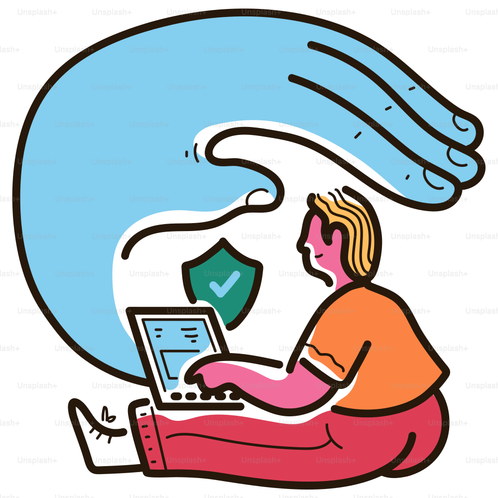 Online security and protection illustrated with hand.