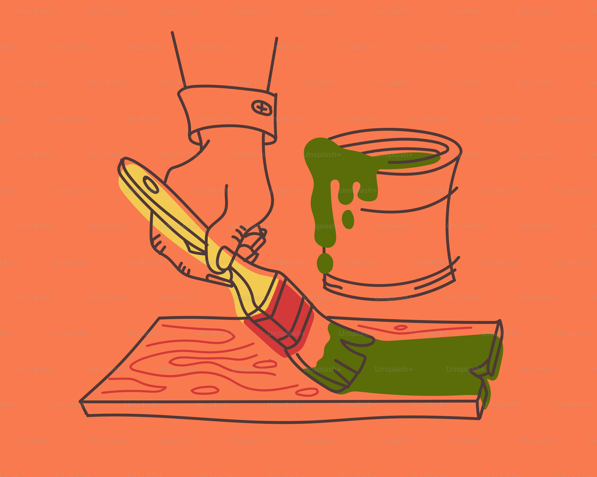 Quelqu’un est en train de peindre une planche de bois en vert.