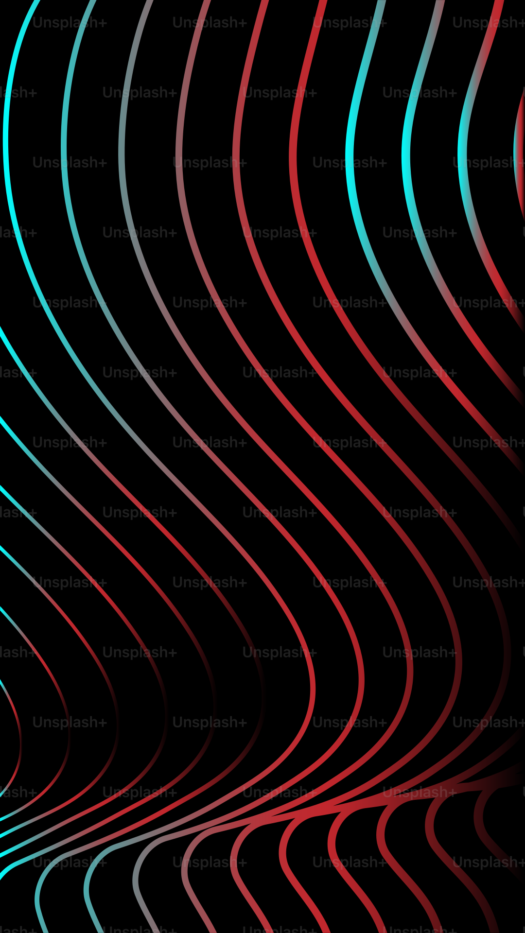 Des lignes ondulées abstraites en rouge et bleu.