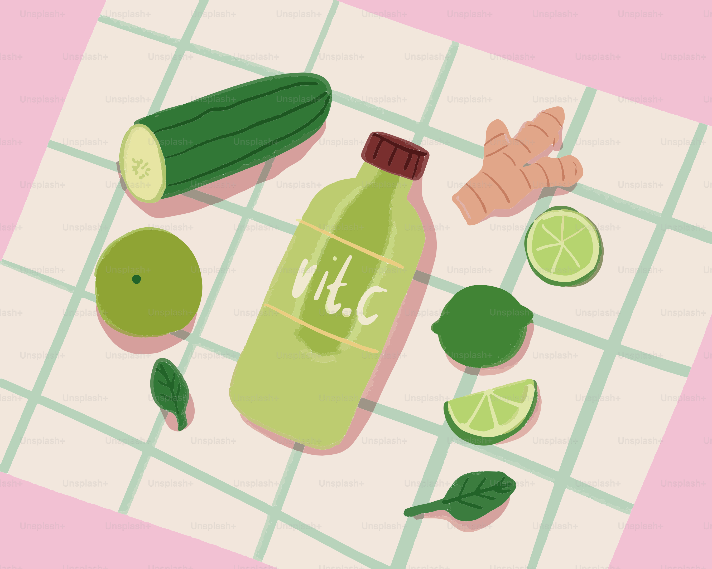 Ingredients for a vitamin c health drink are pictured.