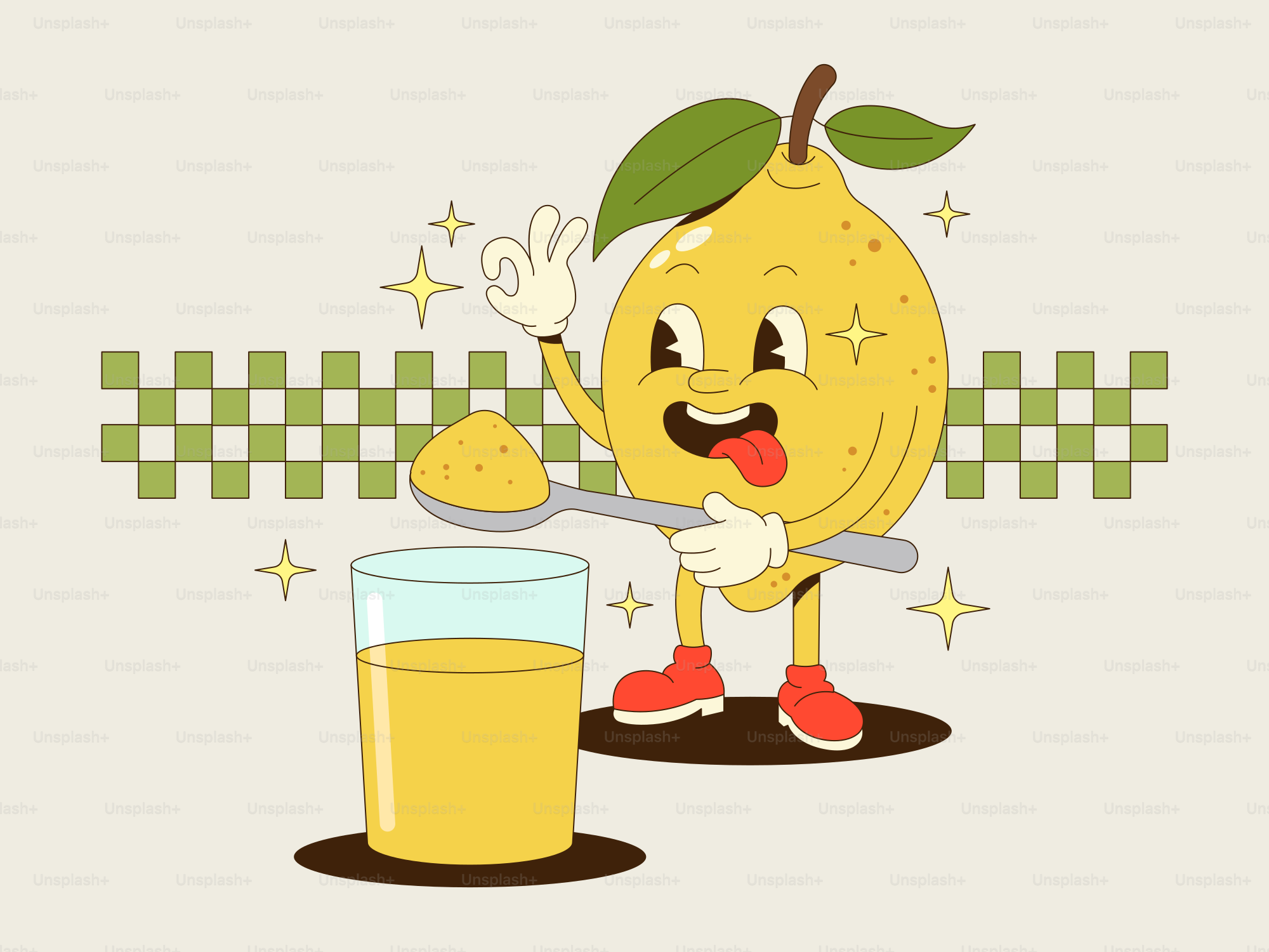 A lemon cartoon makes some lemonade!