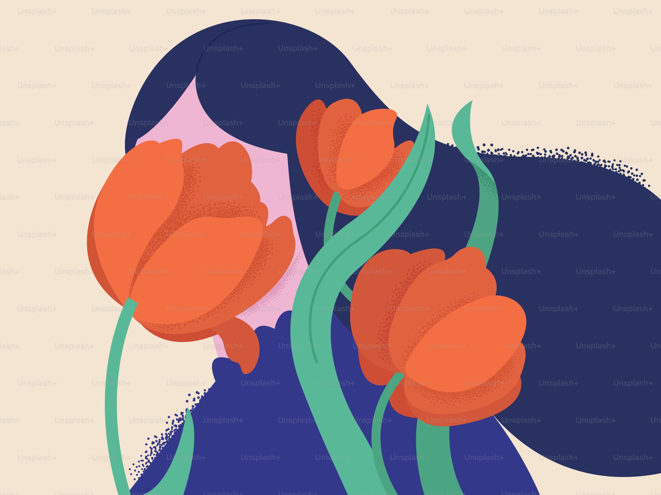 Mujer rodeada de vibrantes tulipanes naranjas