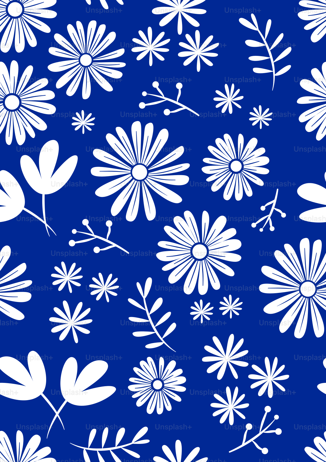 Flores y follaje blancos sobre fondo azul. vector – Imagen de Fondo de  pantalla en Unsplash, image size:3000x4250