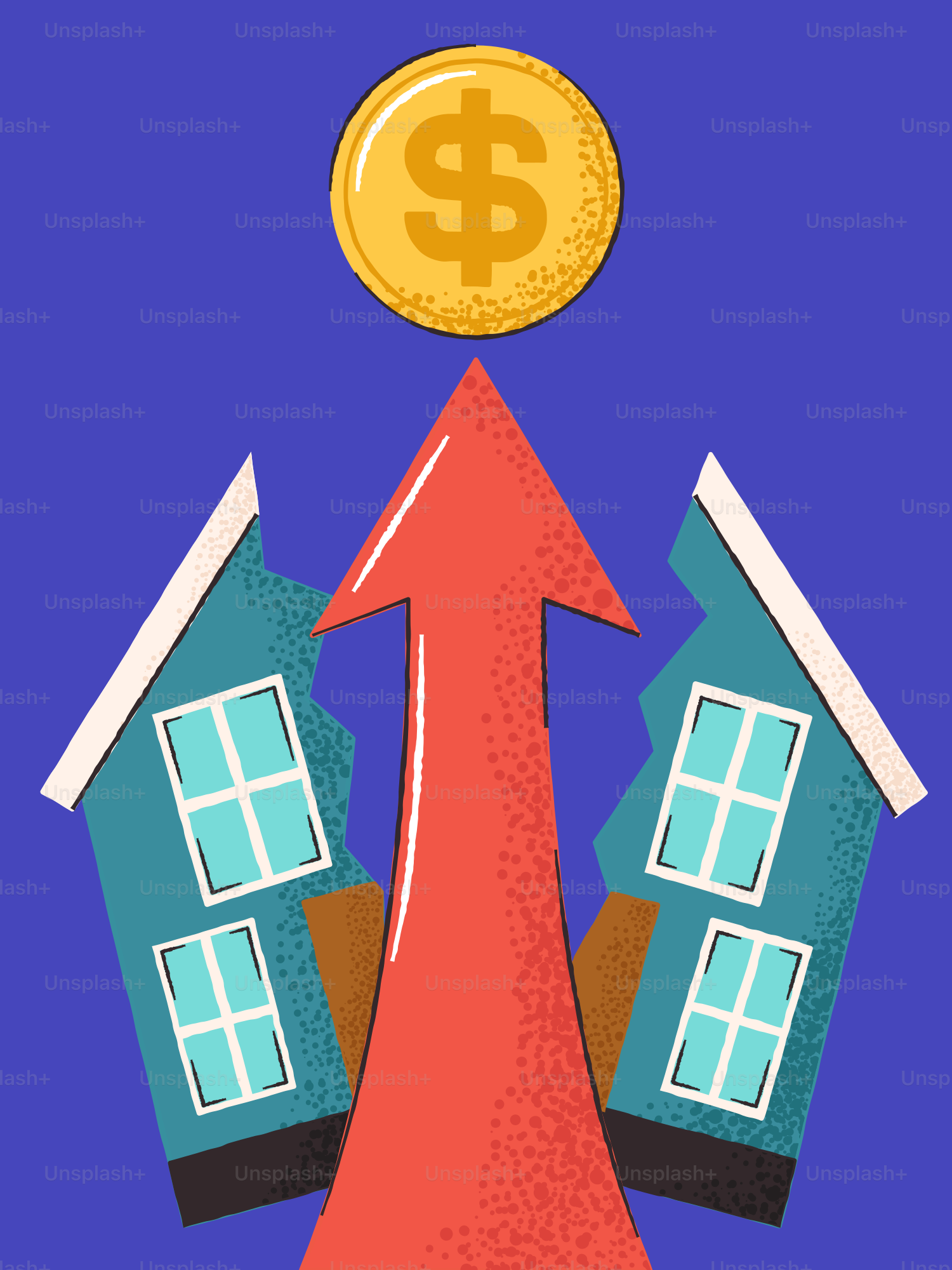 El mercado inmobiliario está subiendo con dinero. vector – Imagen de  Ilustración en Unsplash, image size:3000x4000