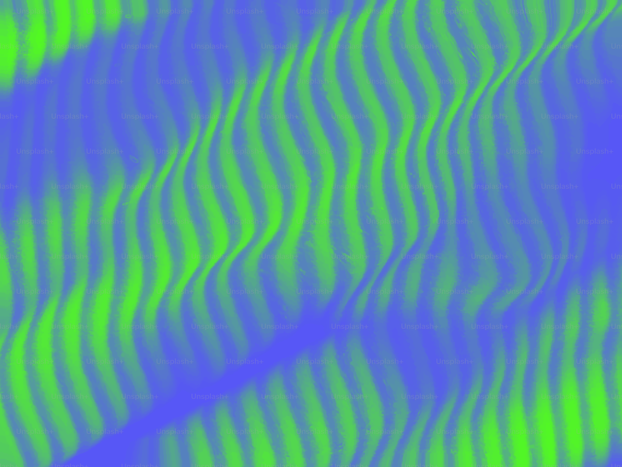 Linee ondulate, verde neon e blu creano un design astratto.