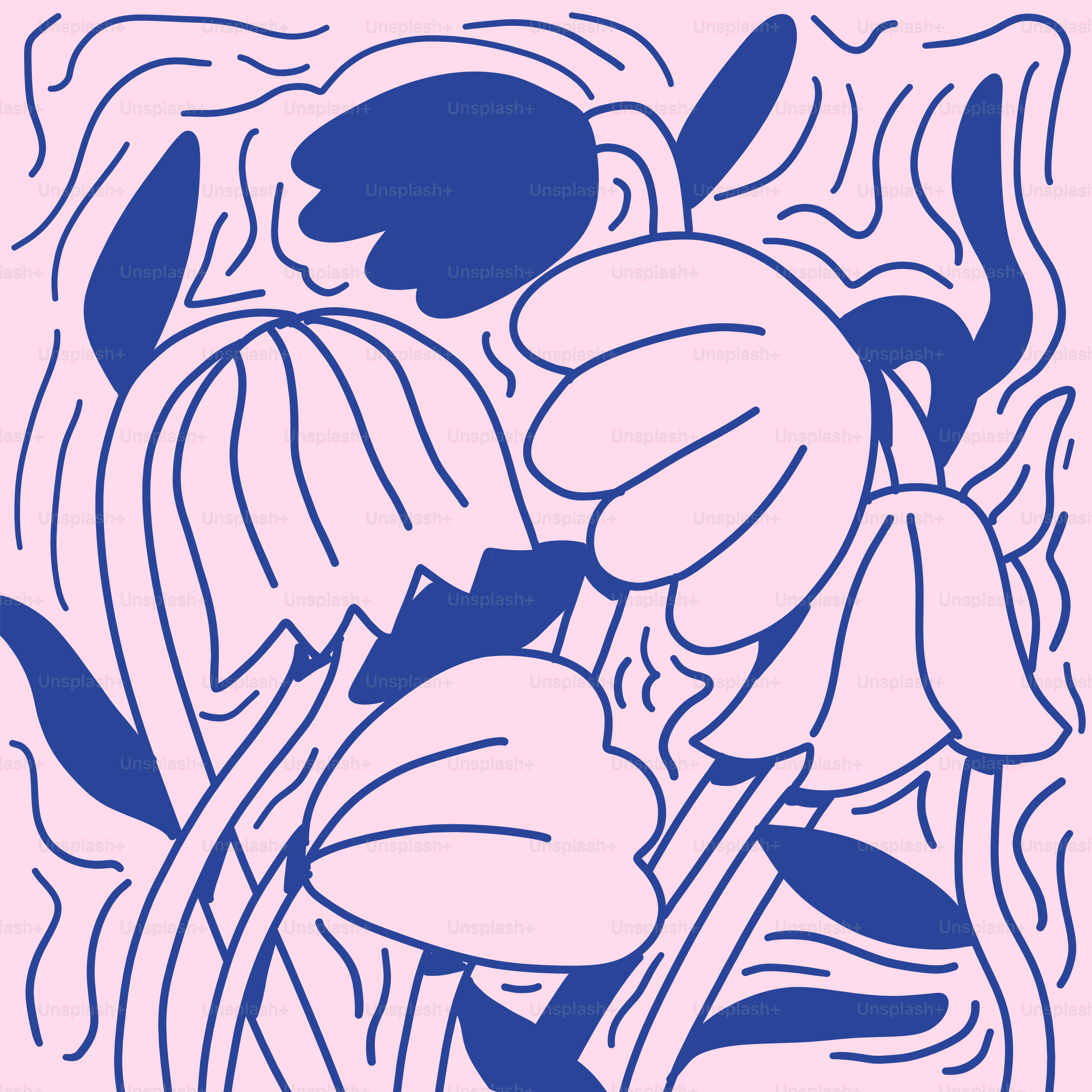 Las flores florecen con un arte lineal intrincado.