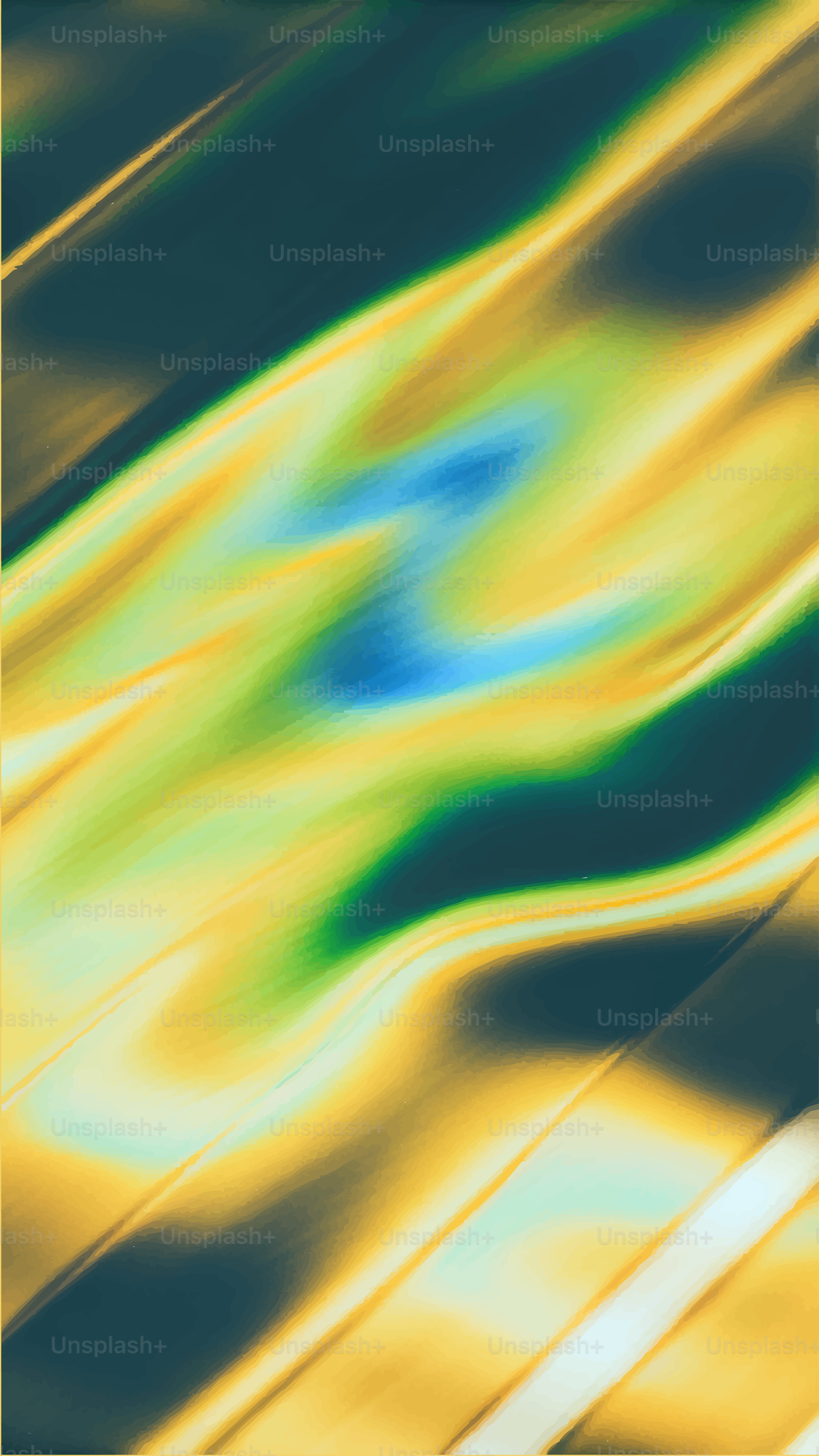 Abstract swirls of green, blue, and yellow.