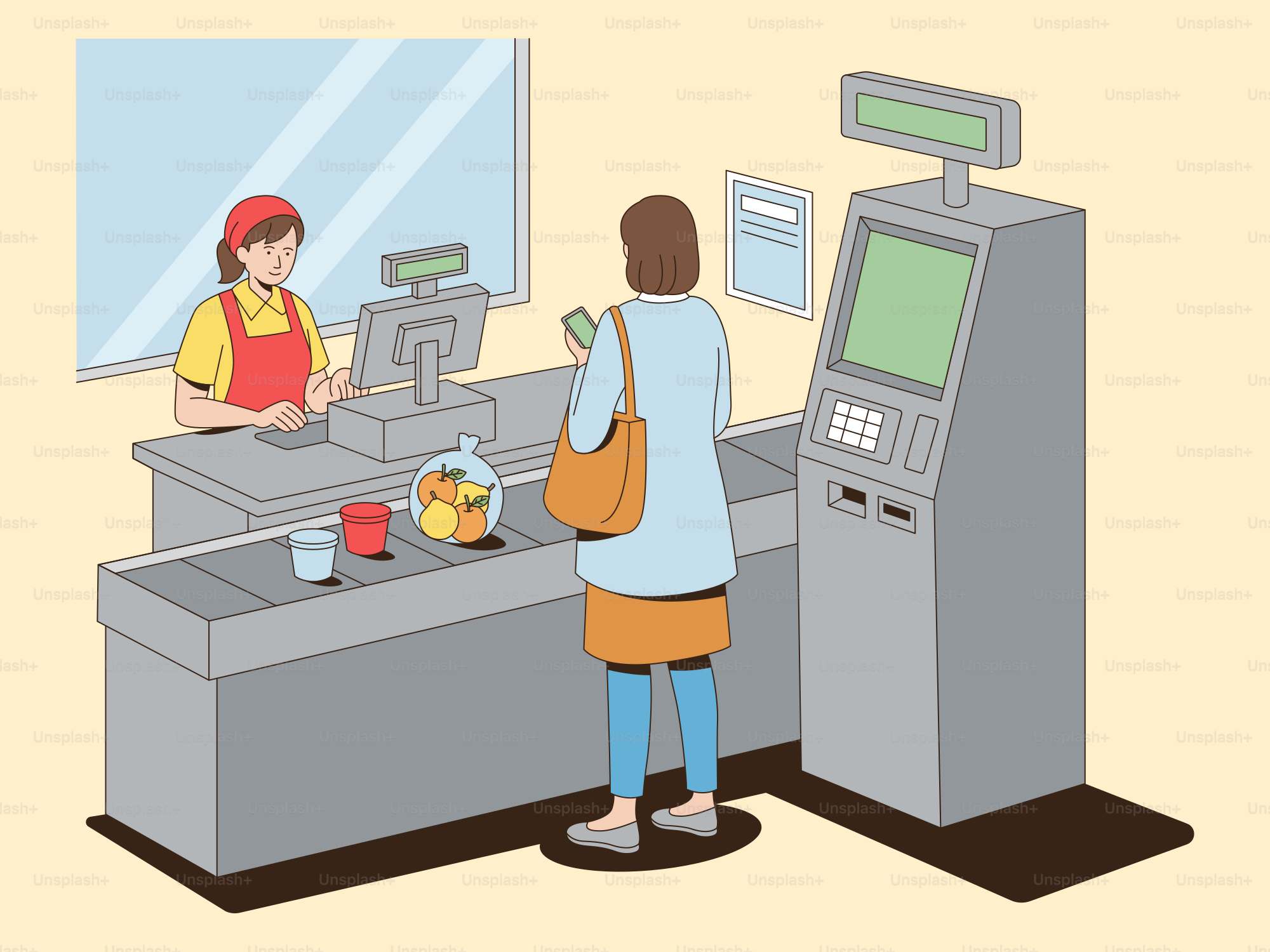 A customer is checking out at the cash register.