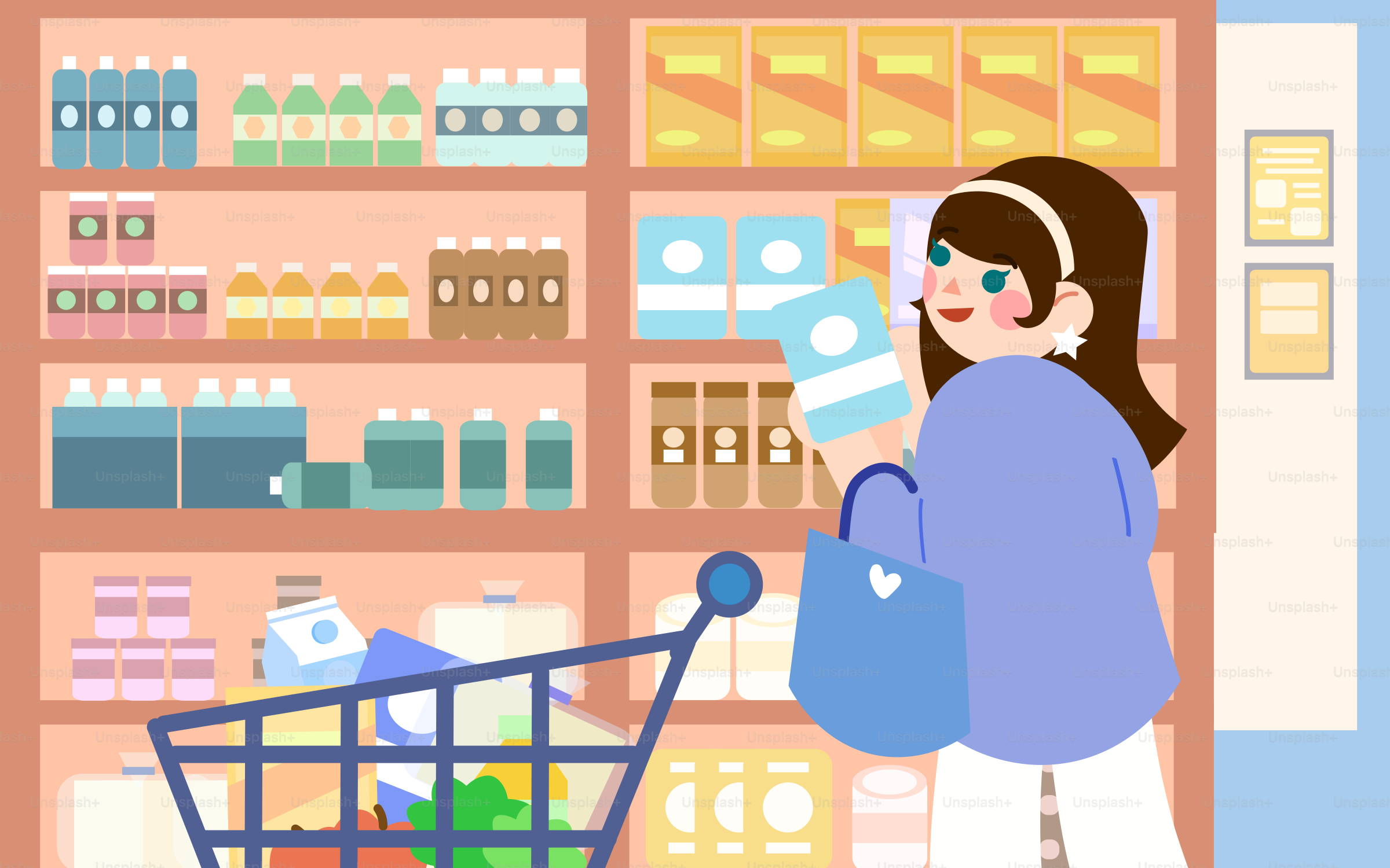 A woman shops in a grocery store.