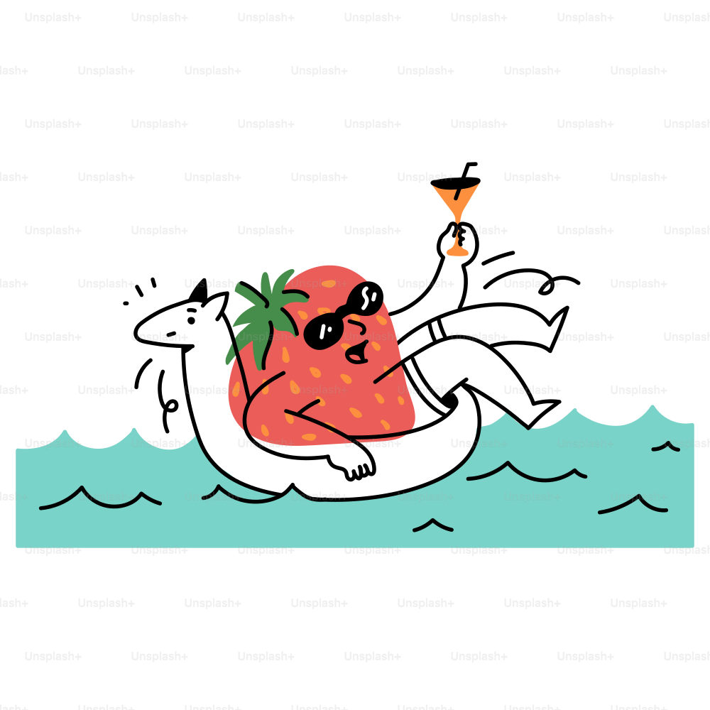 Strawberry enjoys a drink while floating.