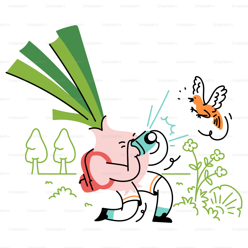 Leek person photographs a bird in nature.