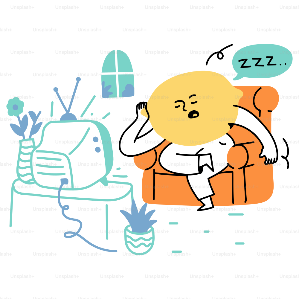 その人はソファでテレビを見ながら眠りに落ちました。