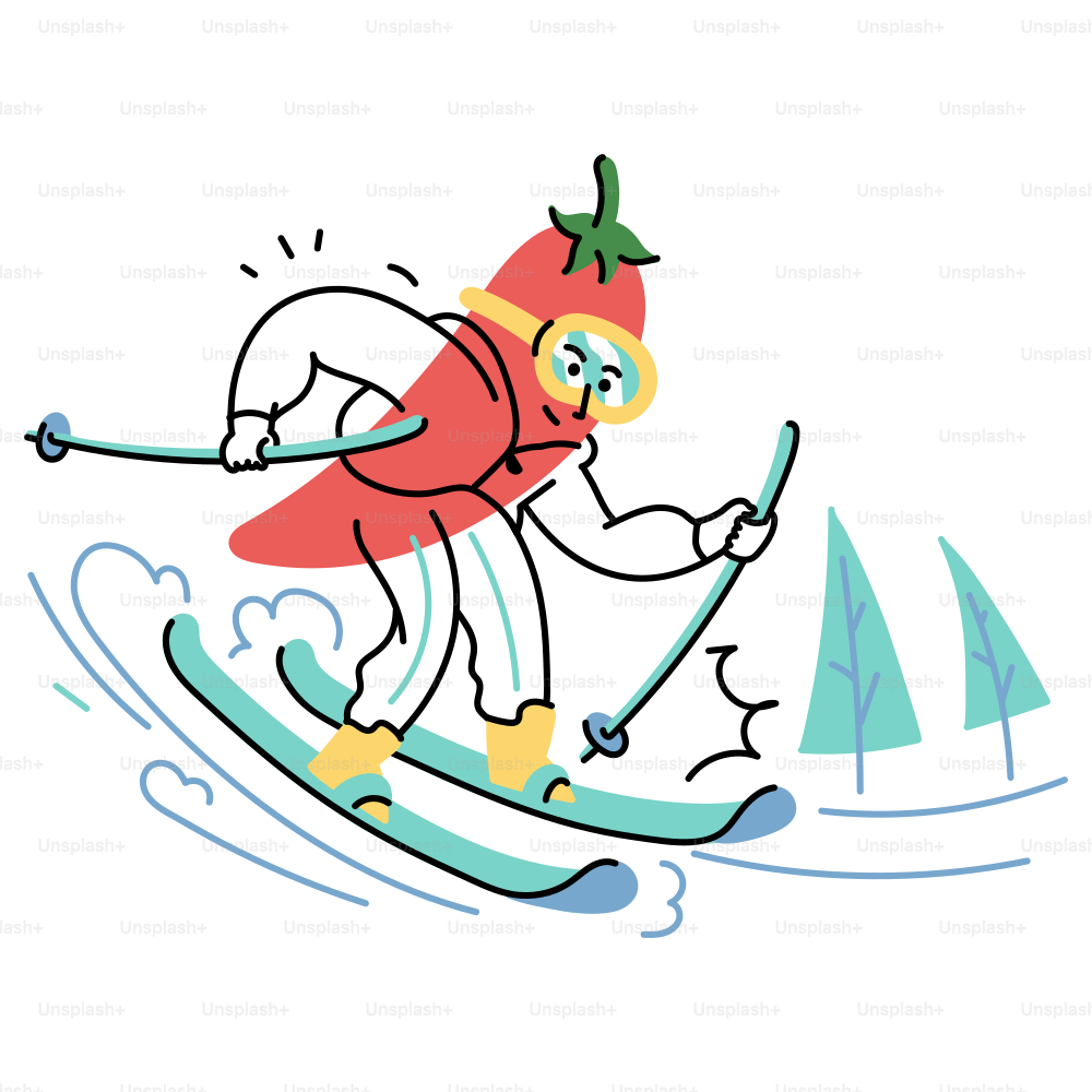 Un chile está esquiando por la montaña nevada.