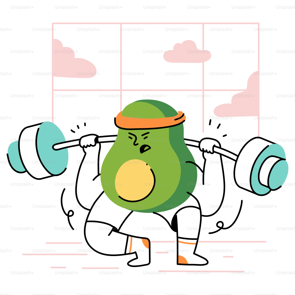 An avocado is weightlifting.