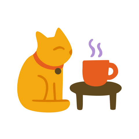 Un gato se sienta junto a una taza de café caliente.