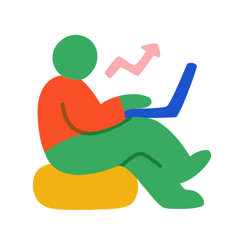 Person works on laptop, showing increasing performance.