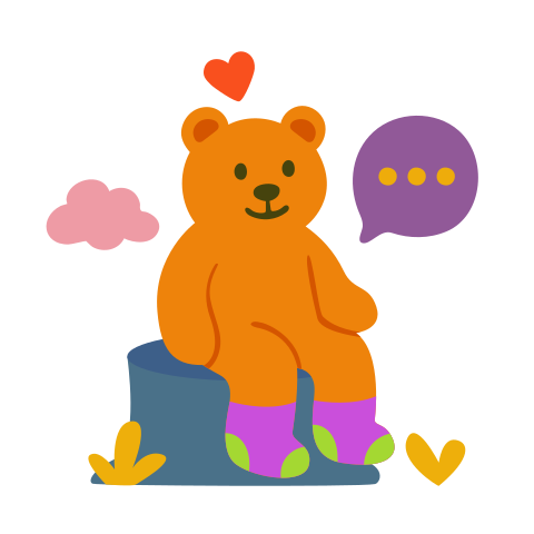 Pensa un orso carino, con cuori amorosi intorno