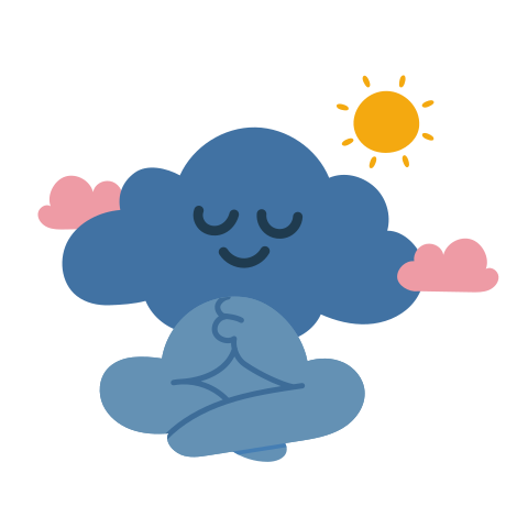 Meditating cloud with sun and pink clouds.