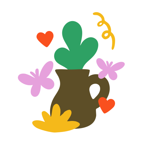 Eine farbenfrohe Illustration von Blumen in einem Glas.