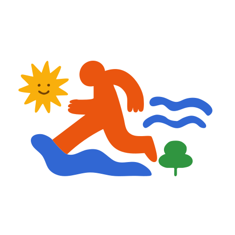 A person is running past the sea and sun.