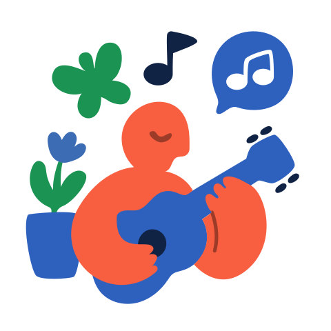 A person plays guitar and enjoys music.