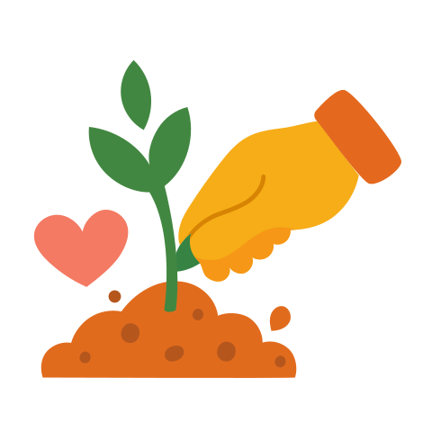 A hand lovingly plants a seedling.