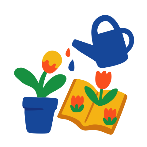 Watering plants and reading about them.