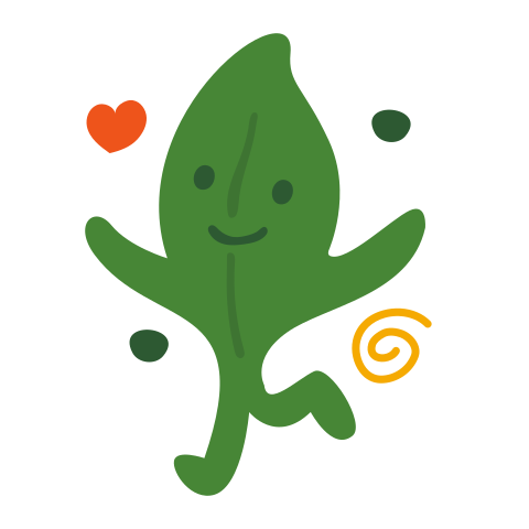 A happy leaf is joyfully running with its friends.