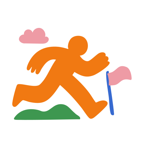 A runner is approaching the finish line.