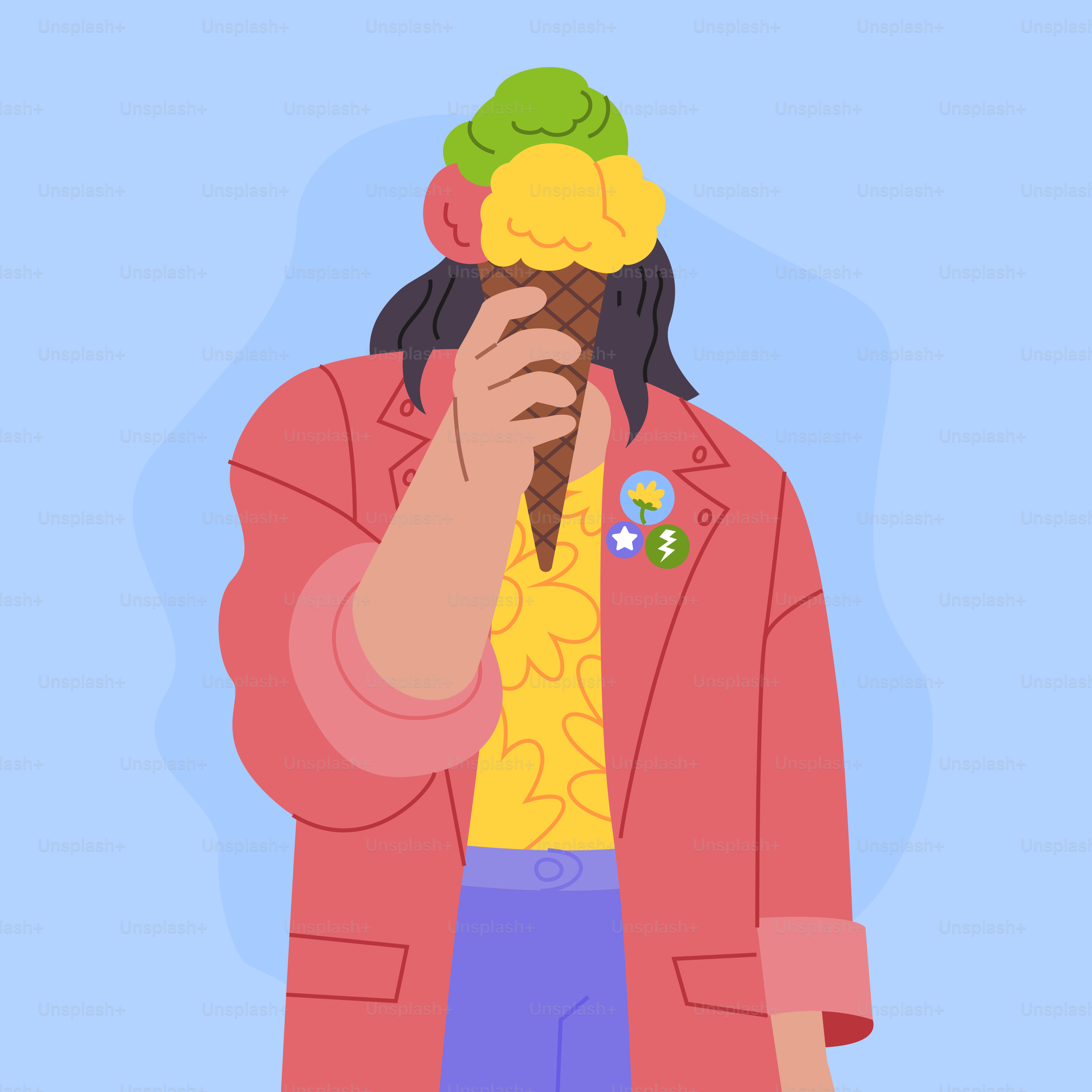 Person holding ice cream cone, obscuring their face.