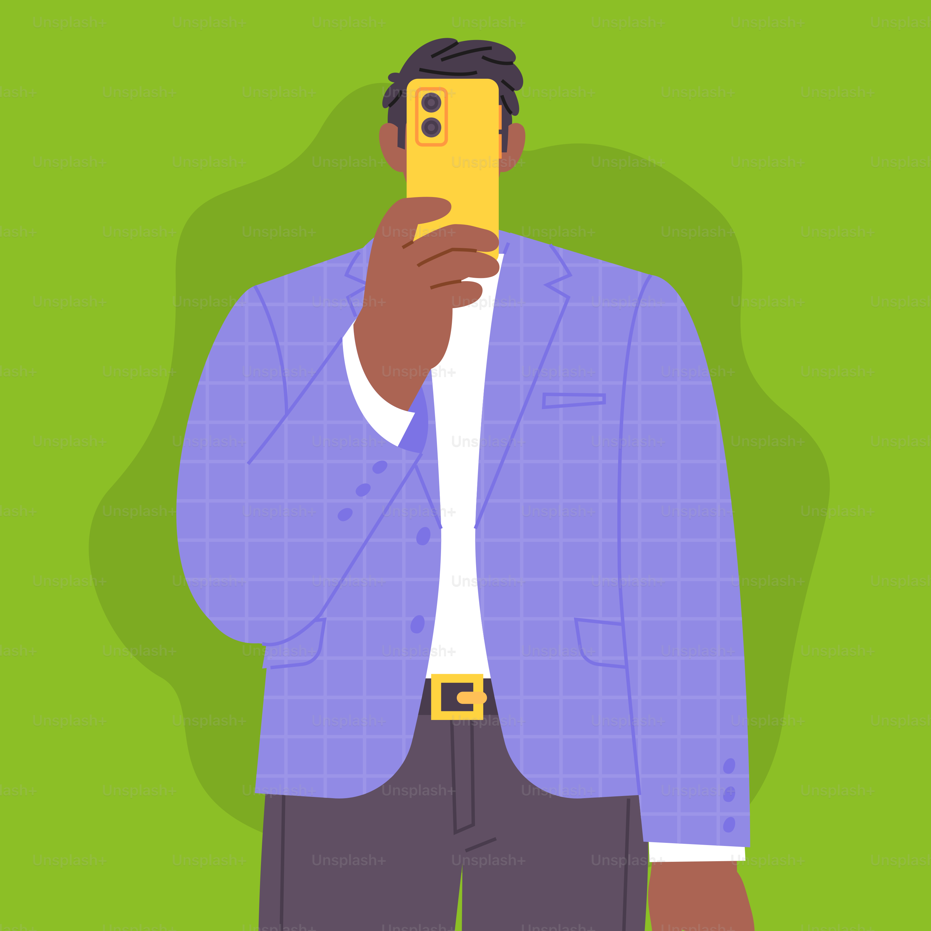 A man takes a selfie with his phone.