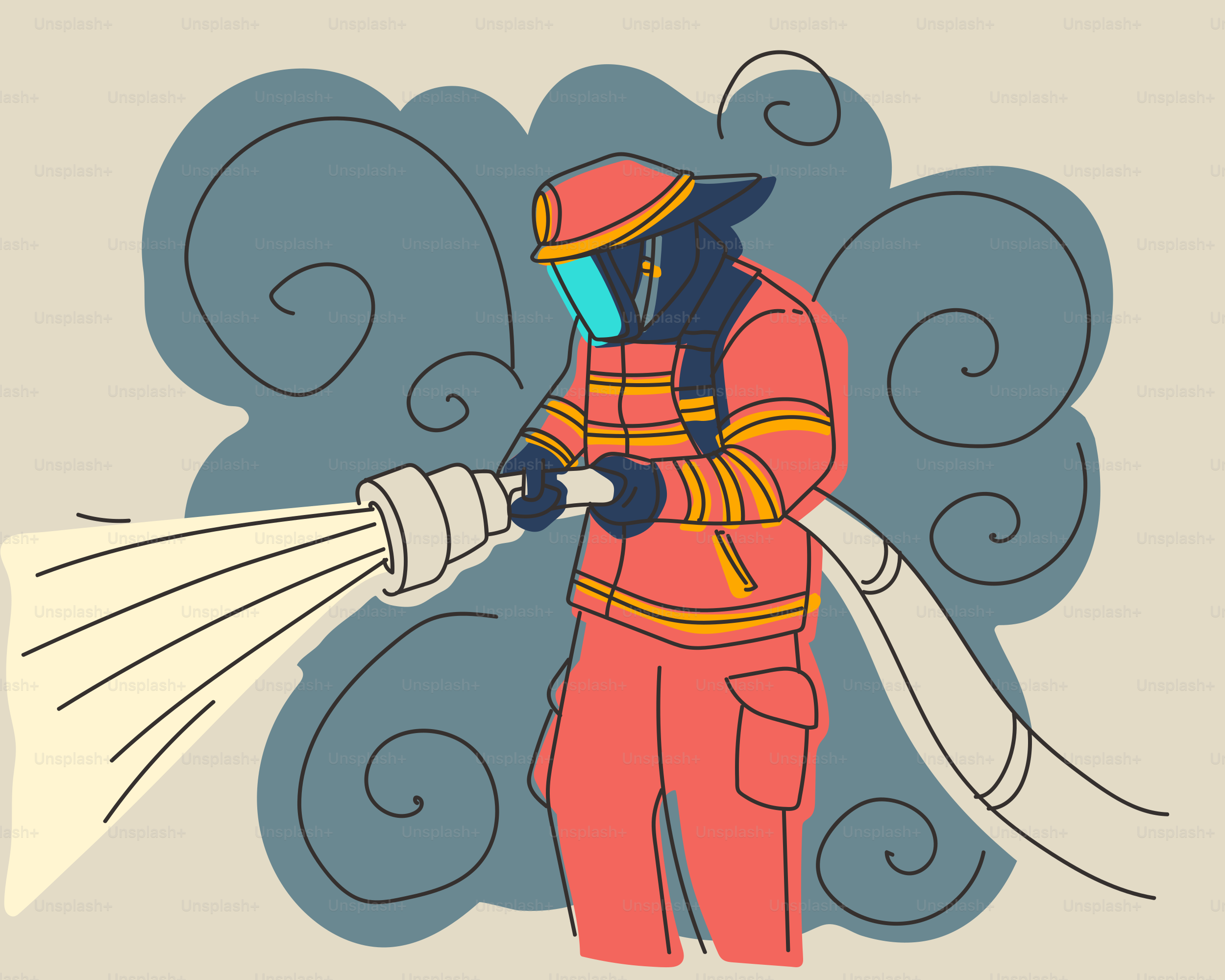A firefighter extinguishes a fire with water.