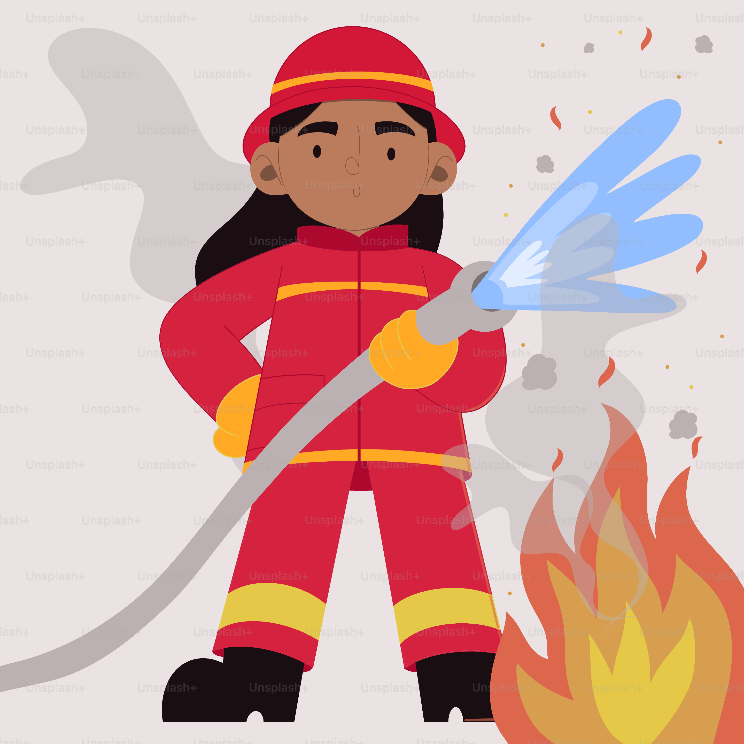 A firefighter is extinguishing a fire with water.