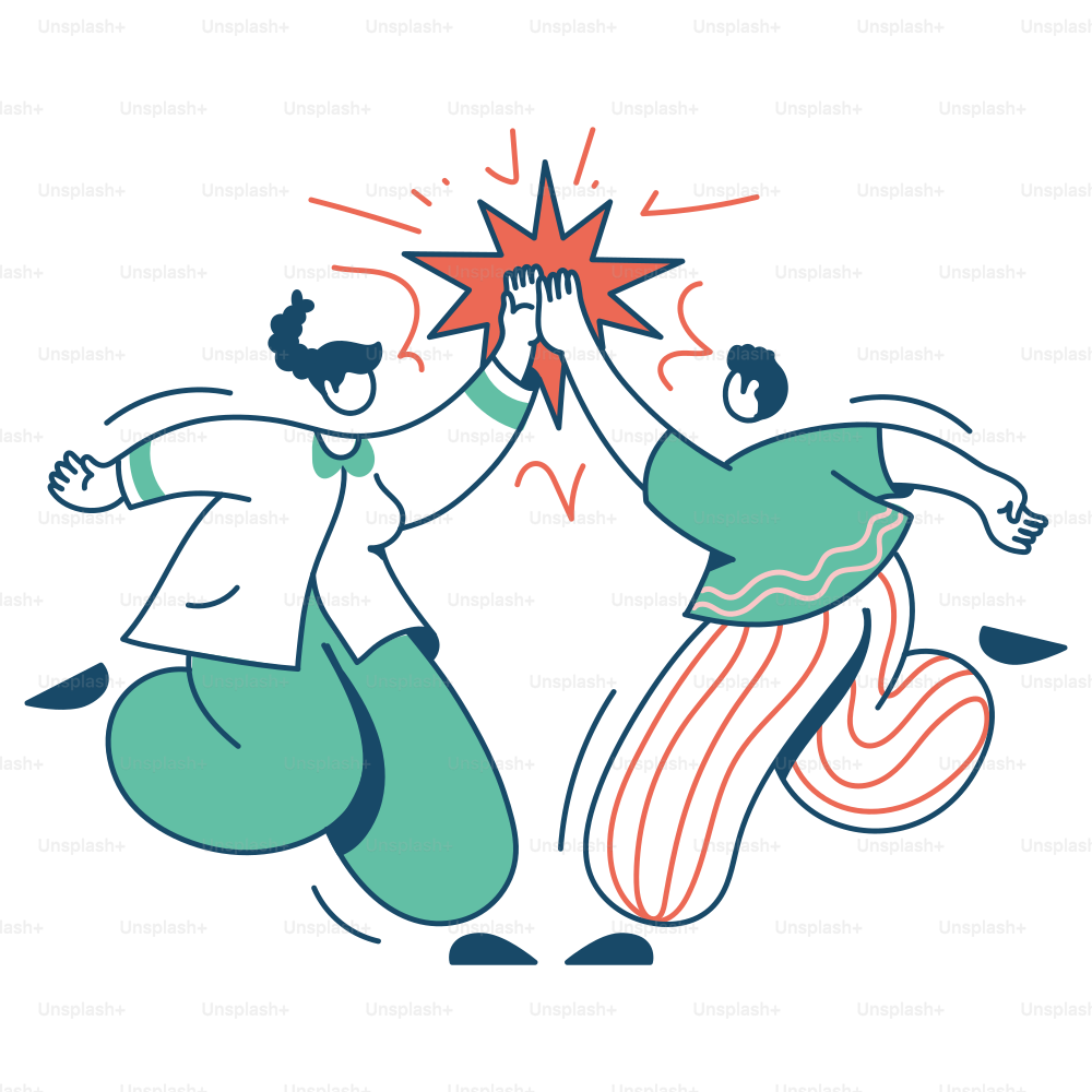 Two people give each other a high five.