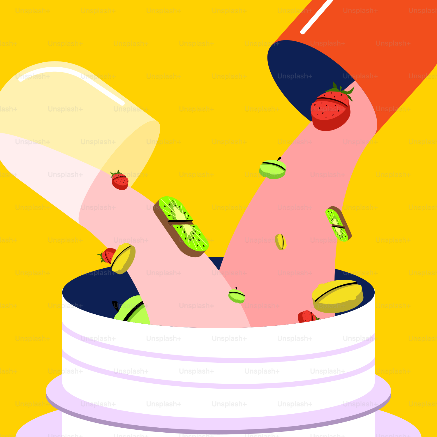 Die Früchte werden aus einer Kapsel in eine Flasche gegossen.