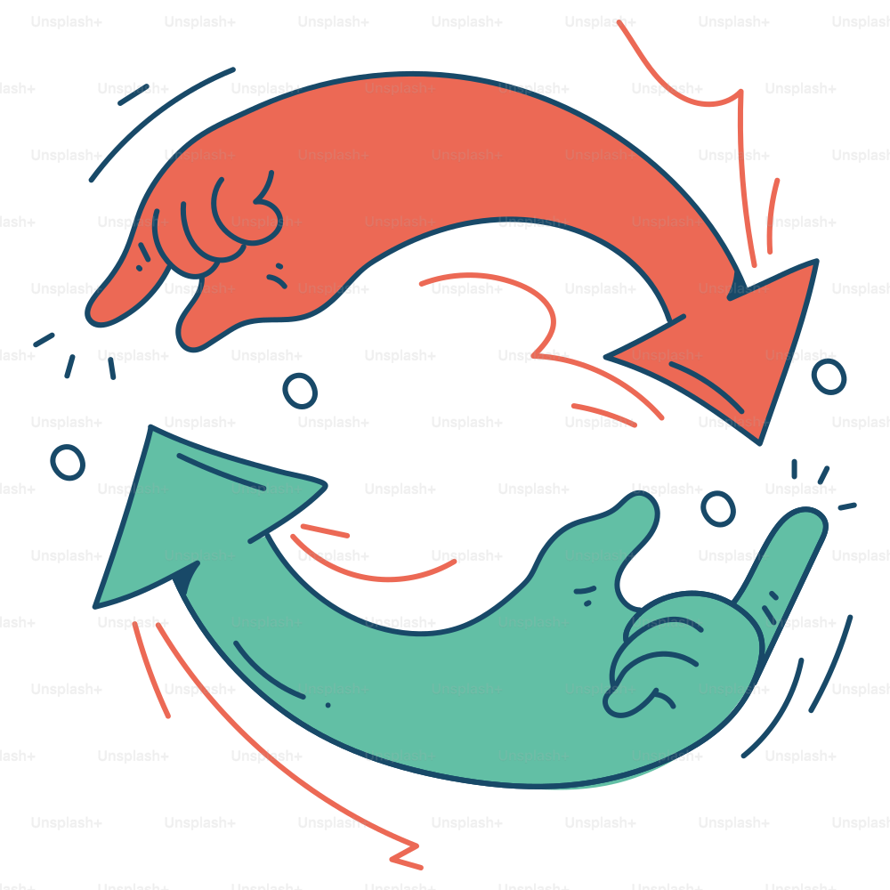 Arrows in a circle indicating a cycle.