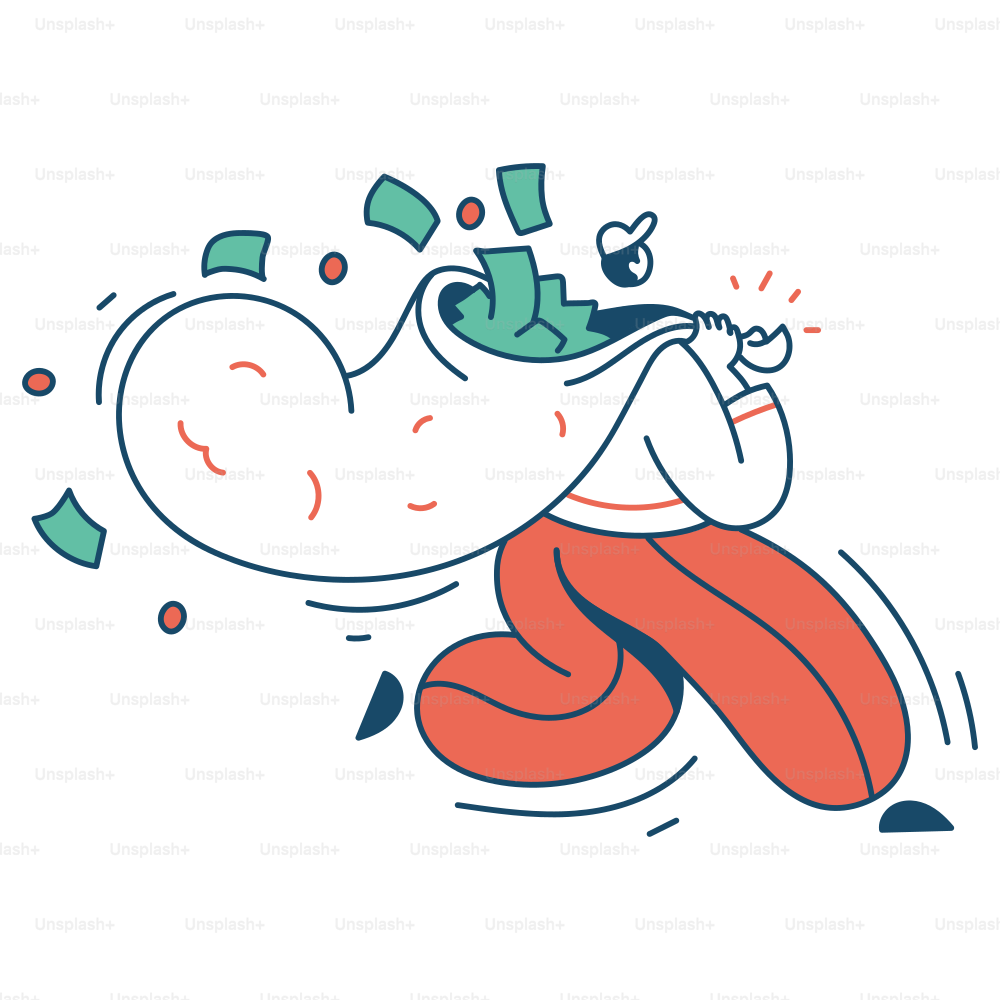 한 사람이 돈이 가득 든 가방을 들고 달린다.