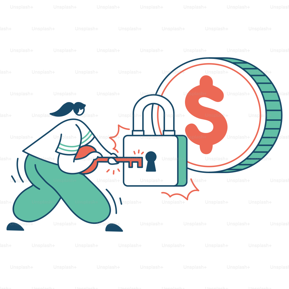 Securing finances with a key and a lock.
