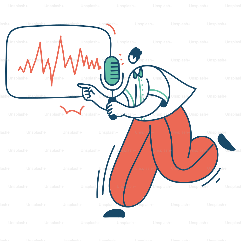 A person points at a sound wave.