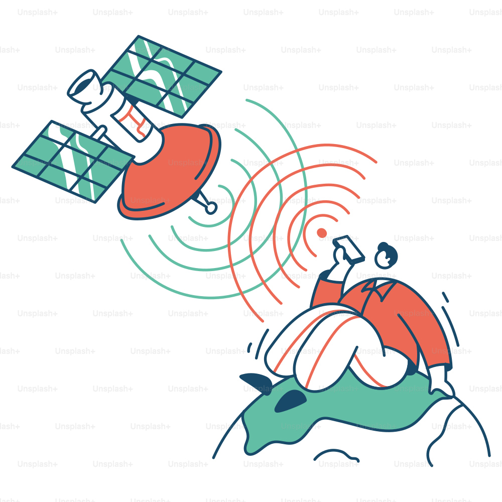El satélite se comunica con una persona en la tierra.