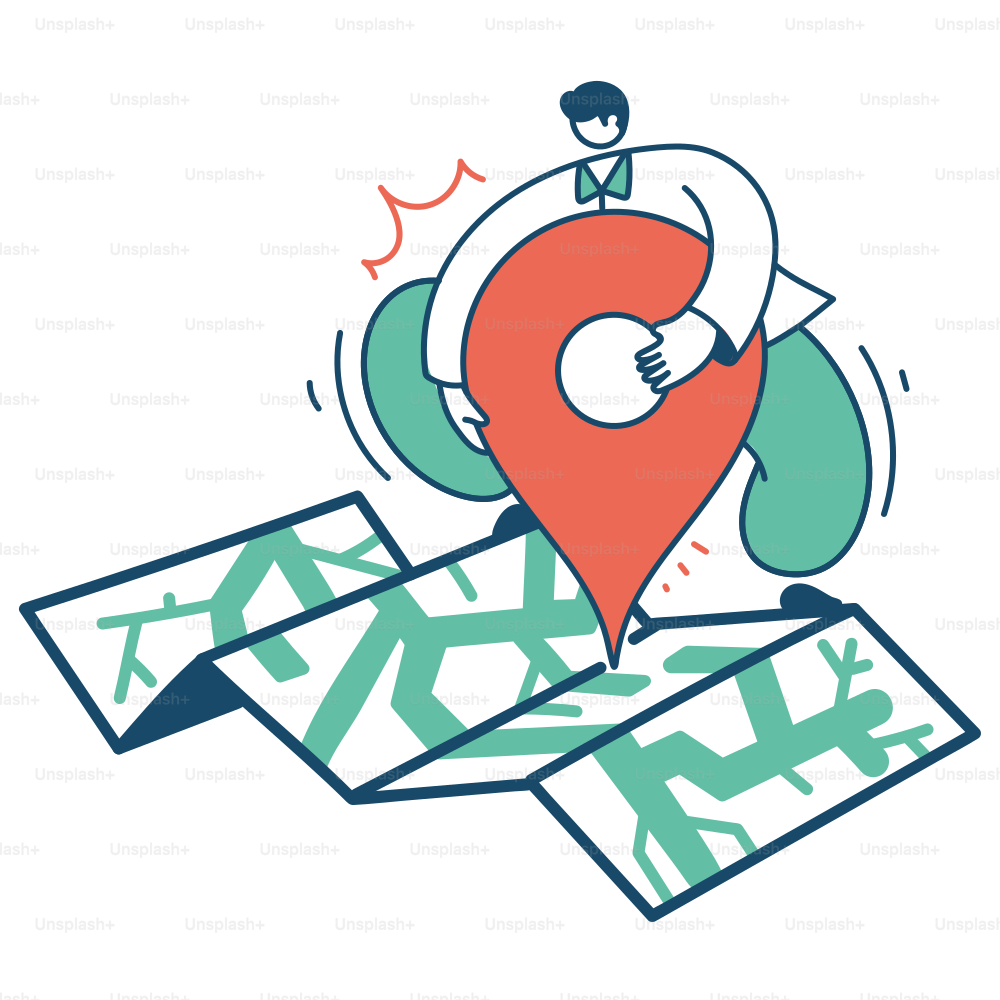 Persona colocando un alfiler en un mapa.