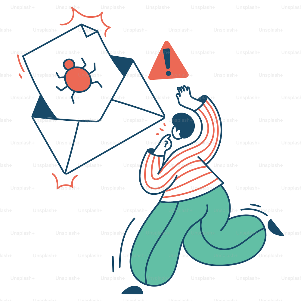 Un correo electrónico con un virus asusta a una persona.