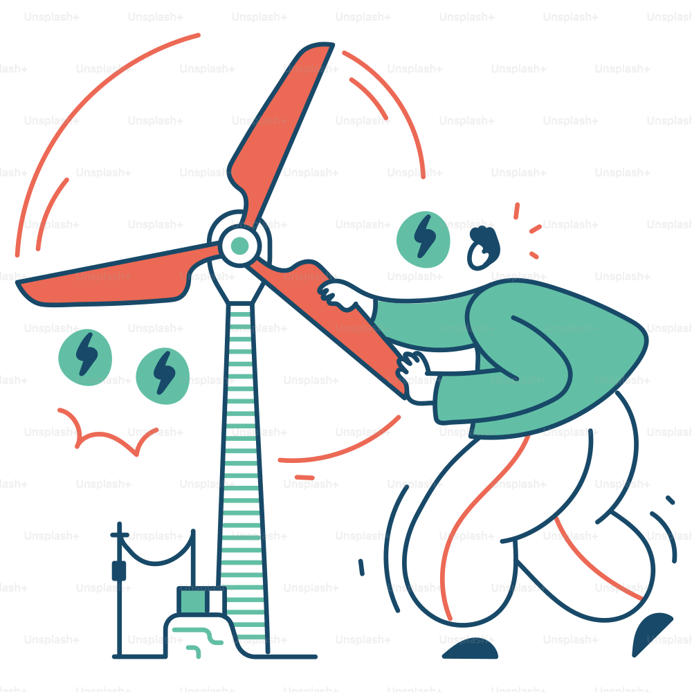 Una persona está reparando una turbina eólica.