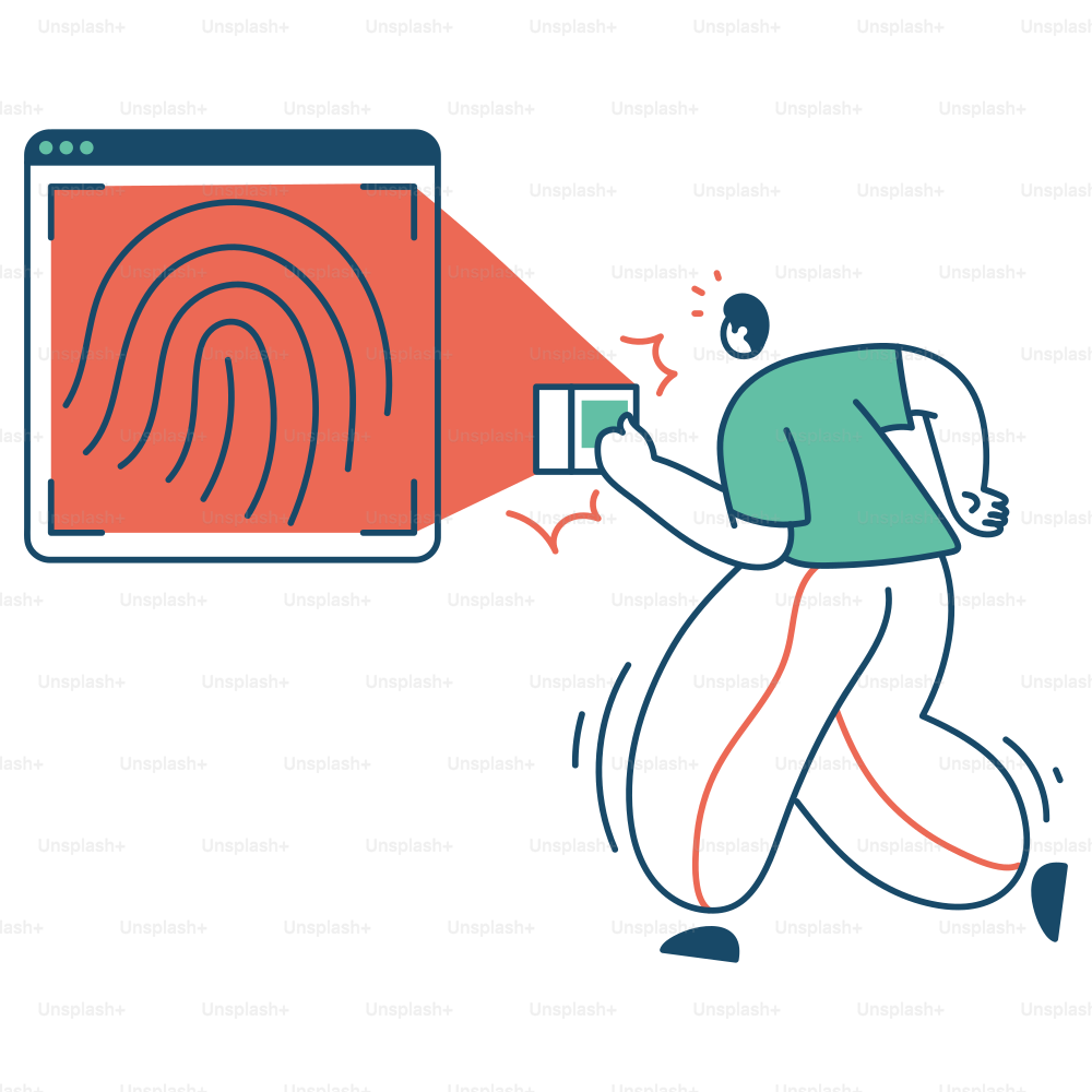 A person scans their fingerprint for identification.