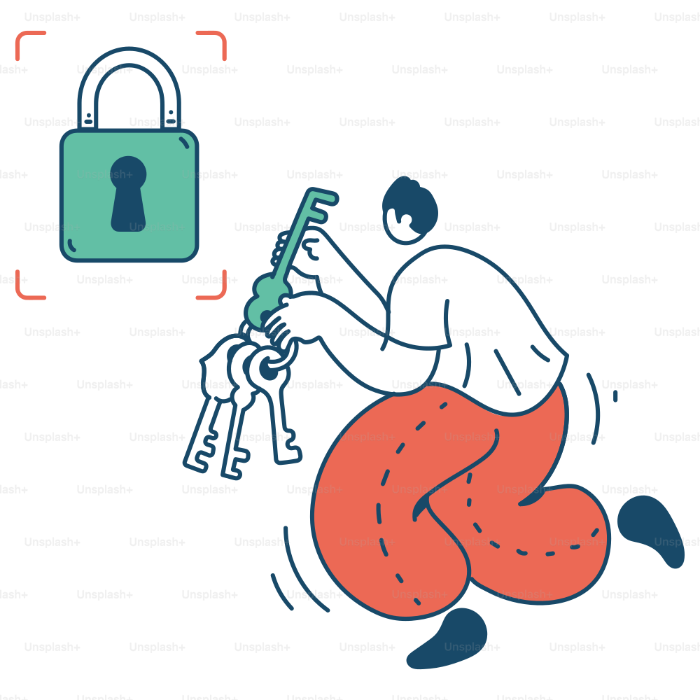 A person is trying to unlock a padlock with keys.